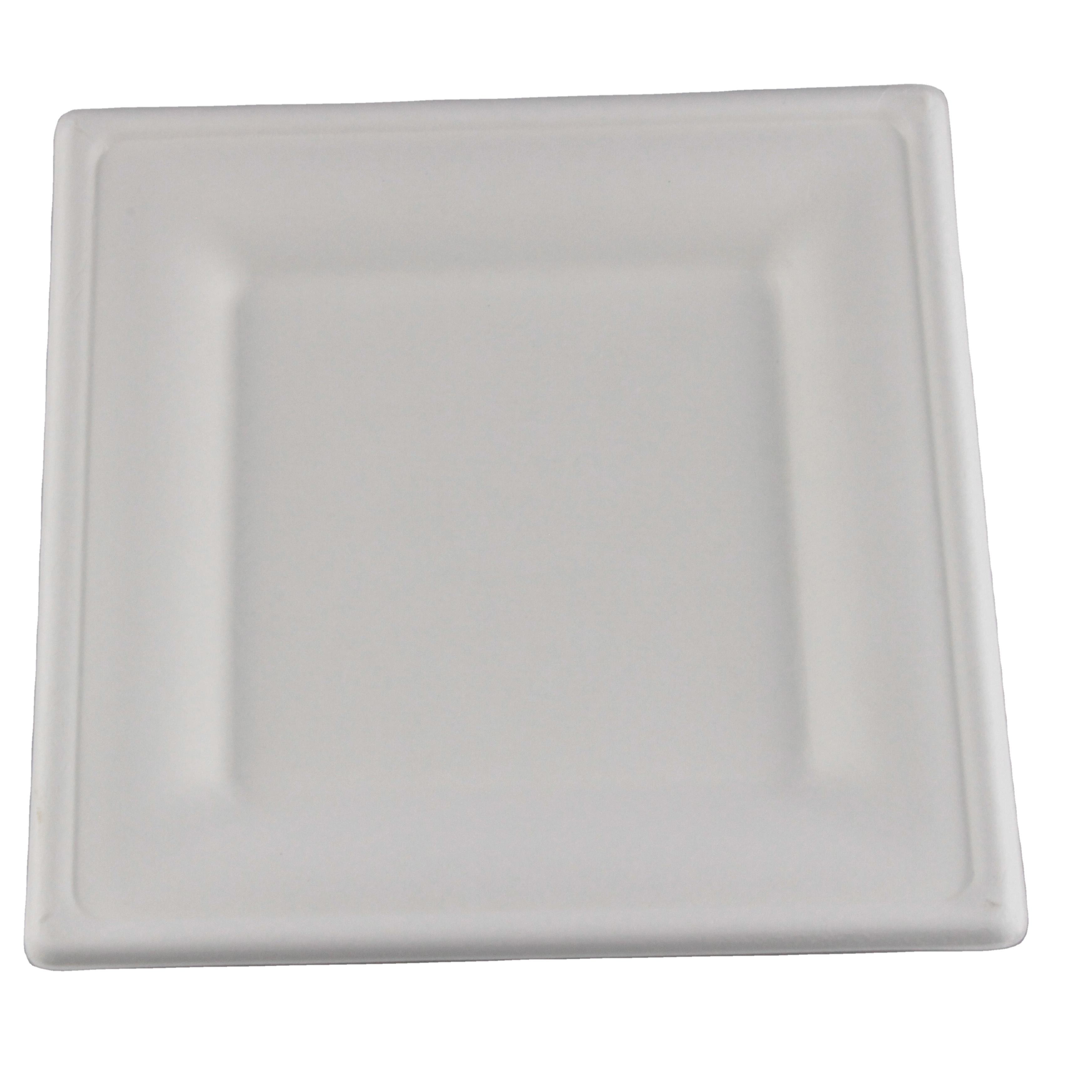 Wholesale high quality rectangle square disposable paper dishes sugarcane bagasse food container biodegradable plates