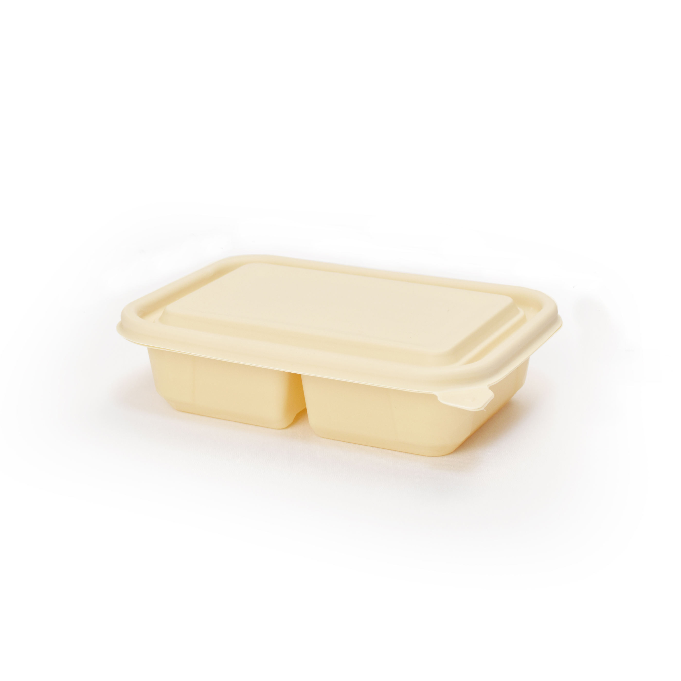 Direct wholesale great standard biodegradable fast food packaging box with lid 500ml 2 compartment rectangle food contai