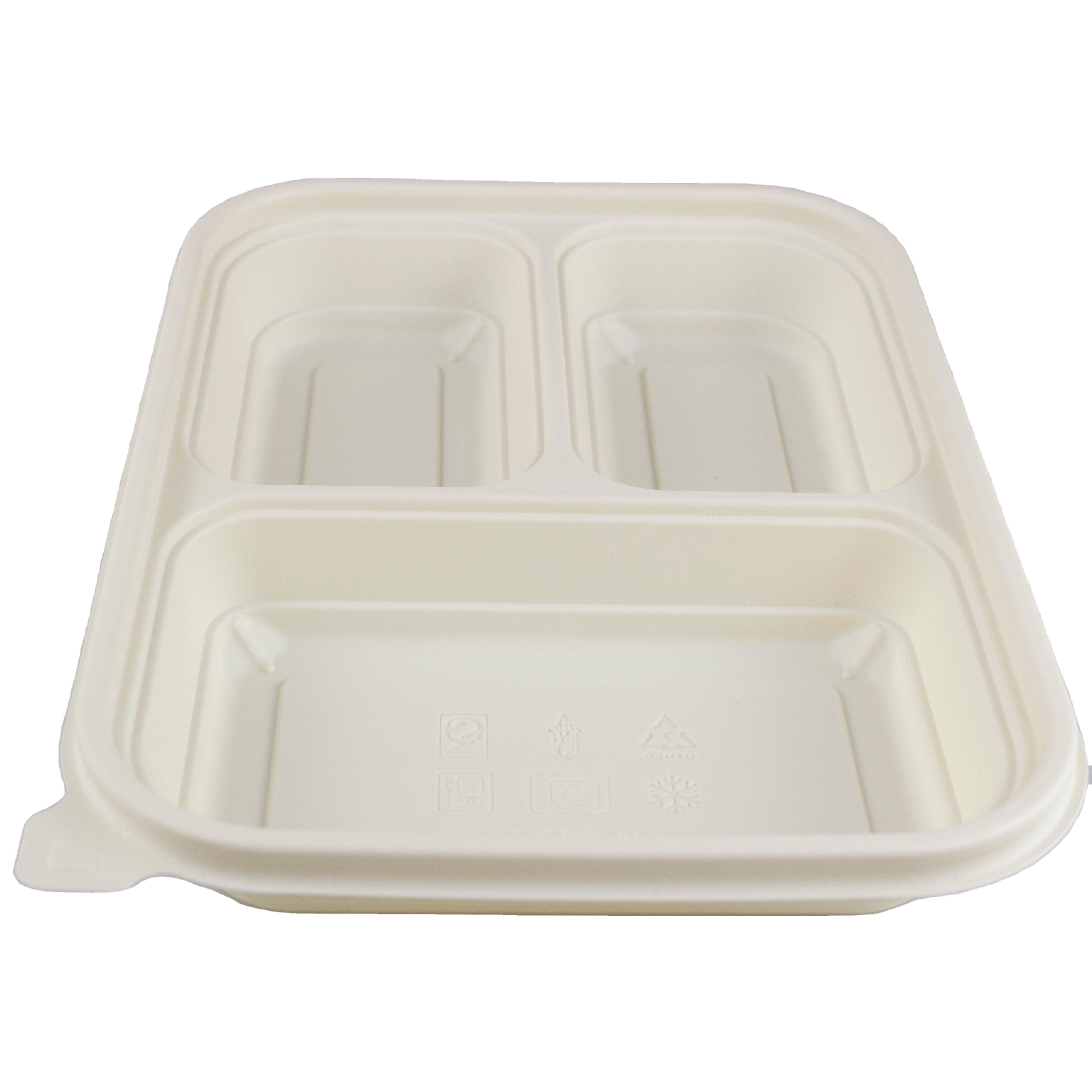 Manufacturers direct selling gift packaging boxes 3 compartment cornstarch rectangle food container