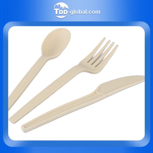 Manufacturers direct selling restaurant takeaway disposable knife fork spoon plastic cutlery Cornstarch spoon